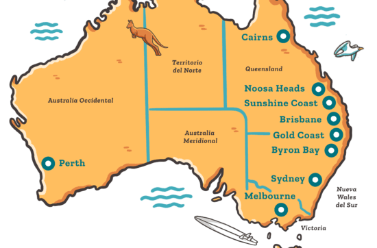 ciudades australia mapa ilustrado
