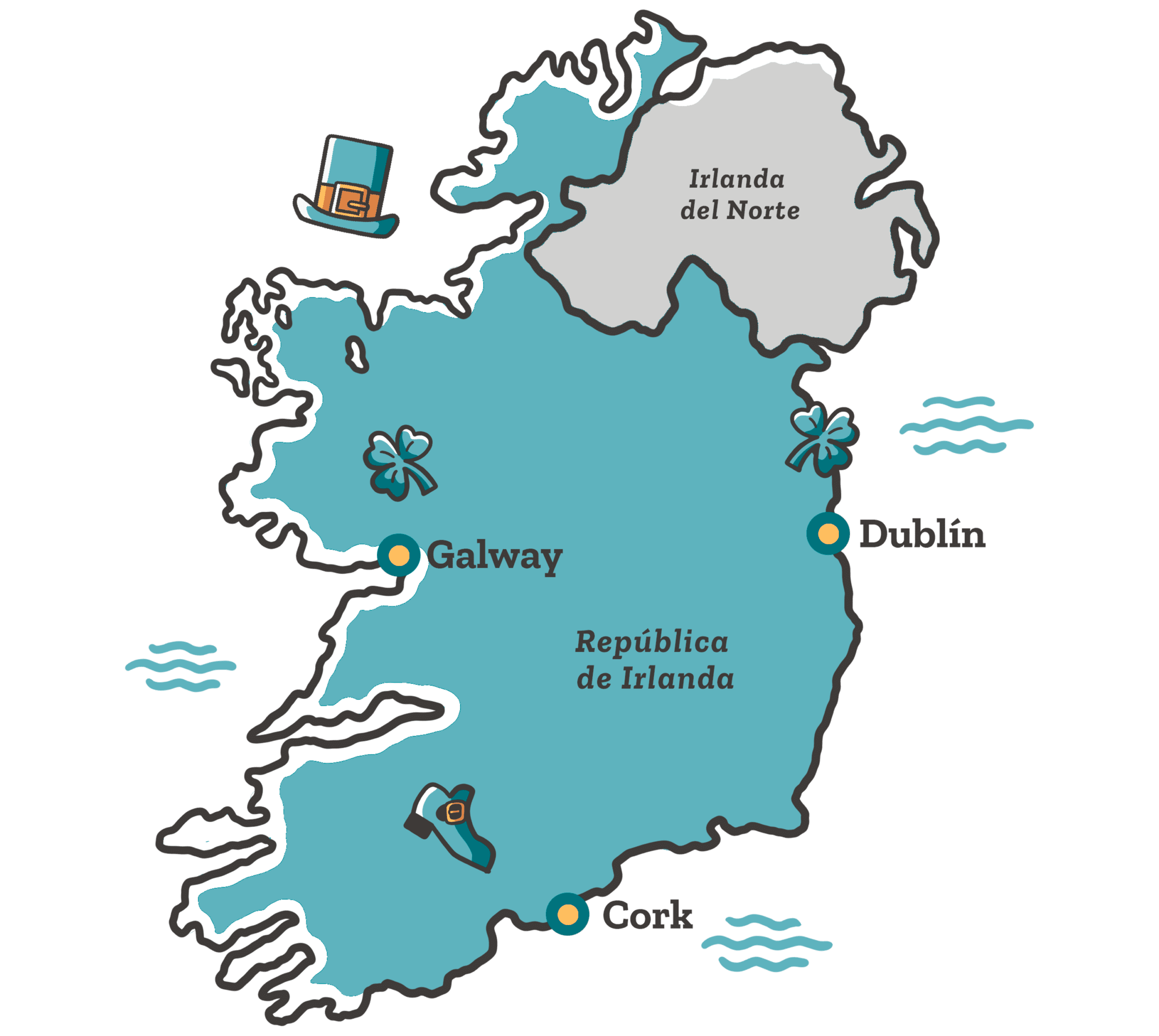 mapa irlanda ilustrado